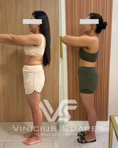 Antes e depois de aluna com dois meses de diferença