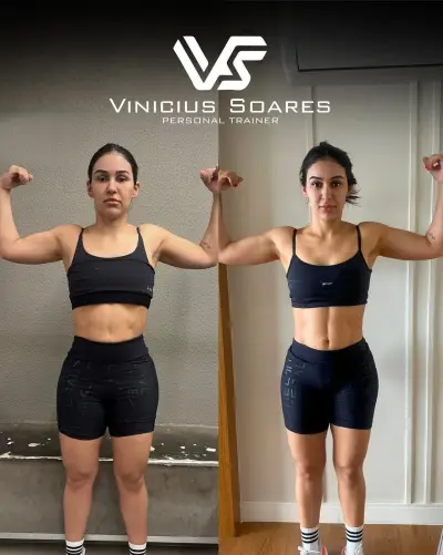 Antes e depois de aluna após 45 dias de consultoria online